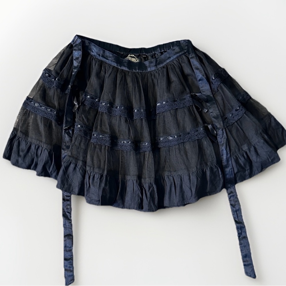 Vintage Fun House Y2K Mini Skirt Mesh Ruffle Whimsigoth Grunge Fairy Goth  90s